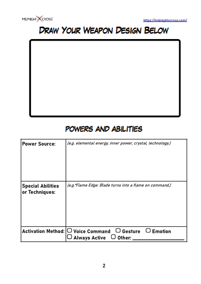 Manga Weapon Design Worksheet Preview 2